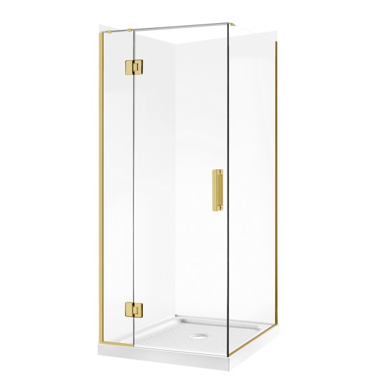 900*900*1950mm Brushed Gold Frameless Swing Door Square Shower Box 900*900*1950mm Brushed Gold Frameless Swing Door Square Shower Box